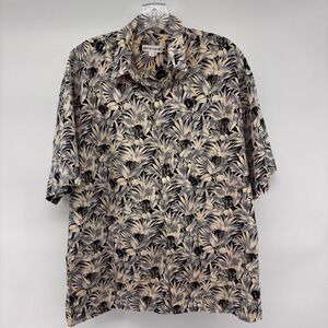 Vintage Pierre Cardin Palm Leaf Elephant Print Button Up‎ Shirt Mens
